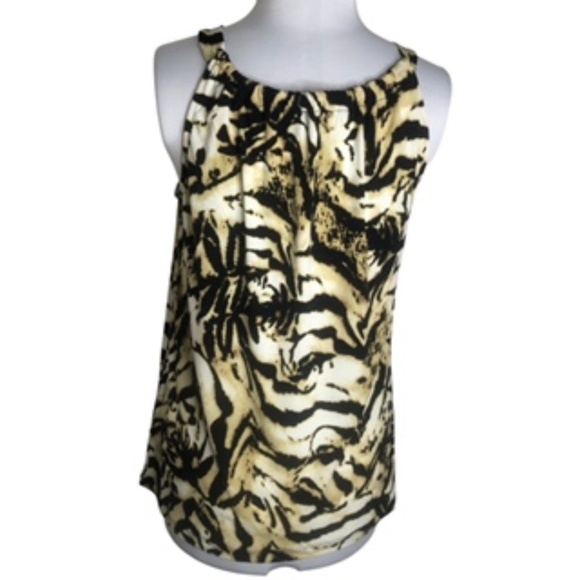 NWT Premise Studio Gathered Neck Sleeveless Animal Print Relaxed Fit Top Size L - Picture 5 of 10